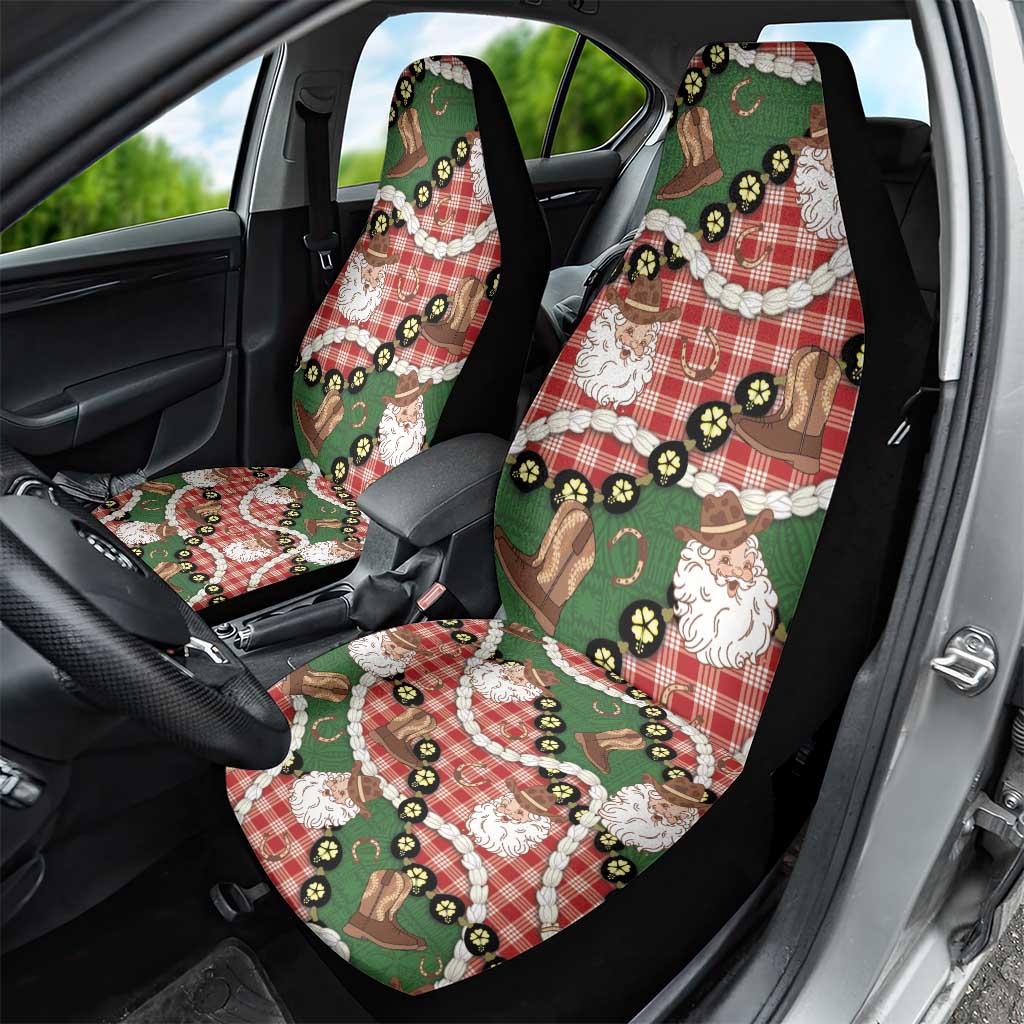 Cowboy Hawaii Mele Kalikimaka Car Seat Cover Paniolo Kukui Nut Pikake Lei Red Version - Polynesian Pride