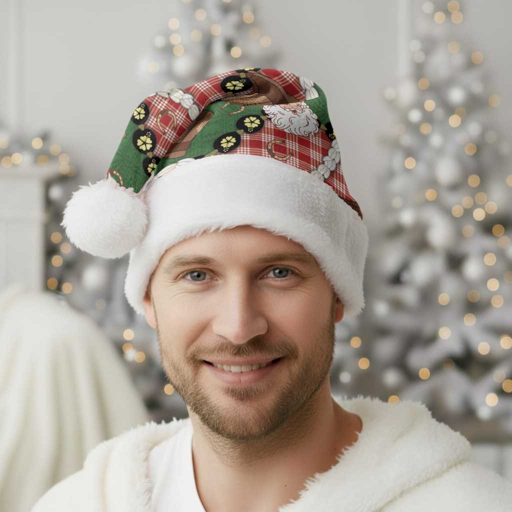 Cowboy Hawaii Mele Kalikimaka Christmas Santa Hat Paniolo Kukui Nut Pikake Lei Red Version - Polynesian Pride