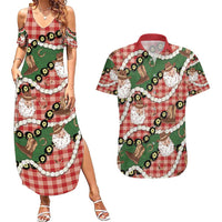 Cowboy Hawaii Mele Kalikimaka Couples Matching Summer Maxi Dress and Hawaiian Shirt Paniolo Kukui Nut Pikake Lei Red Version - Polynesian Pride