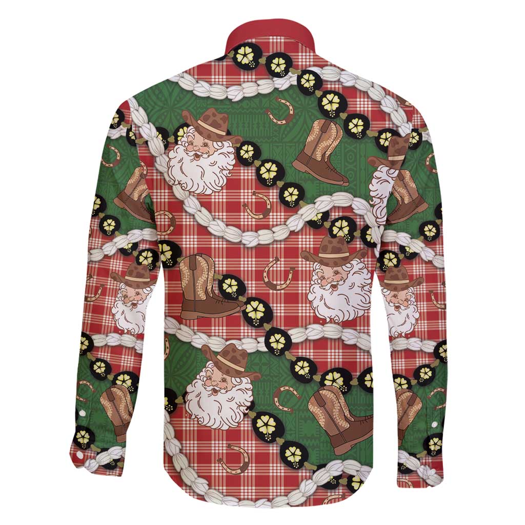 Cowboy Hawaii Mele Kalikimaka Family Matching Mermaid Dress and Hawaiian Shirt Paniolo Kukui Nut Pikake Lei Red Version - Polynesian Pride