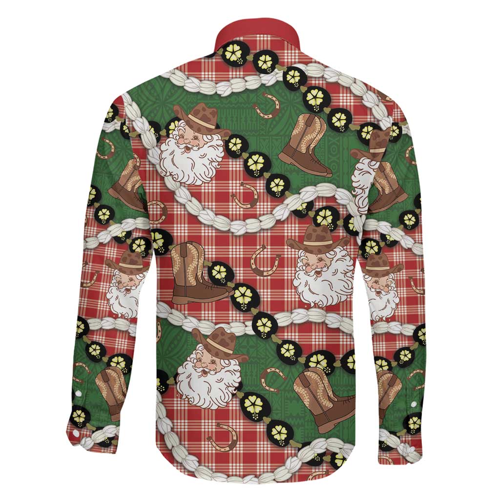 Cowboy Hawaii Mele Kalikimaka Family Matching Puletasi and Hawaiian Shirt Paniolo Kukui Nut Pikake Lei Red Version LT14 - Polynesian Pride