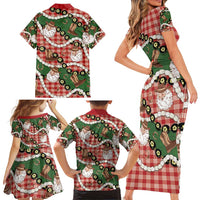 Cowboy Hawaii Mele Kalikimaka Family Matching Short Sleeve Bodycon Dress and Hawaiian Shirt Paniolo Kukui Nut Pikake Lei Red Version - Polynesian Pride