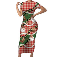 Cowboy Hawaii Mele Kalikimaka Family Matching Short Sleeve Bodycon Dress and Hawaiian Shirt Paniolo Kukui Nut Pikake Lei Red Version - Polynesian Pride