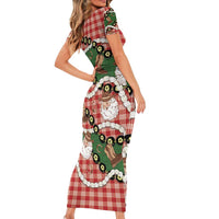 Cowboy Hawaii Mele Kalikimaka Family Matching Short Sleeve Bodycon Dress and Hawaiian Shirt Paniolo Kukui Nut Pikake Lei Red Version - Polynesian Pride