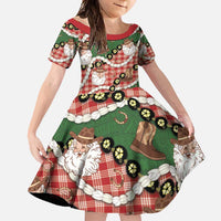 Cowboy Hawaii Mele Kalikimaka Family Matching Tank Maxi Dress and Hawaiian Shirt Paniolo Kukui Nut Pikake Lei Red Version - Polynesian Pride