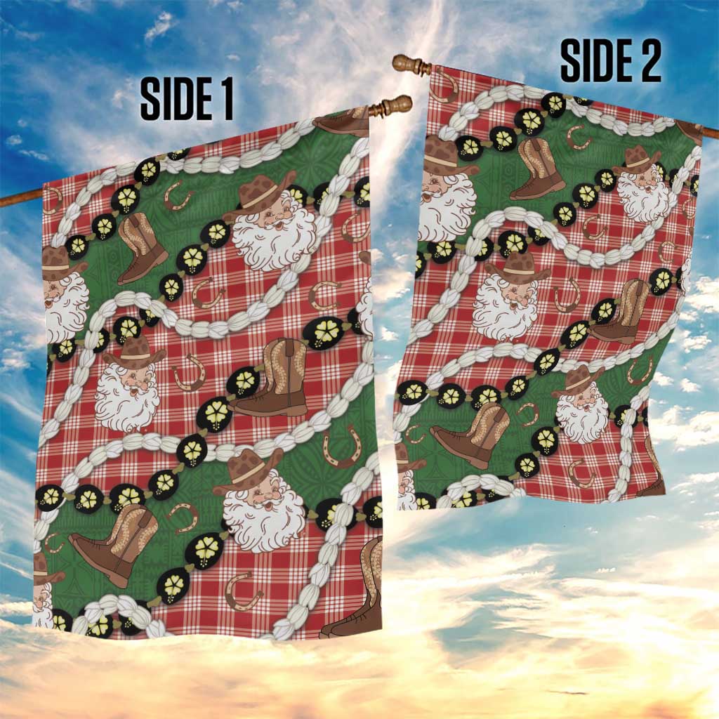 Cowboy Hawaii Mele Kalikimaka Garden Flag Paniolo Kukui Nut Pikake Lei Red Version - Polynesian Pride