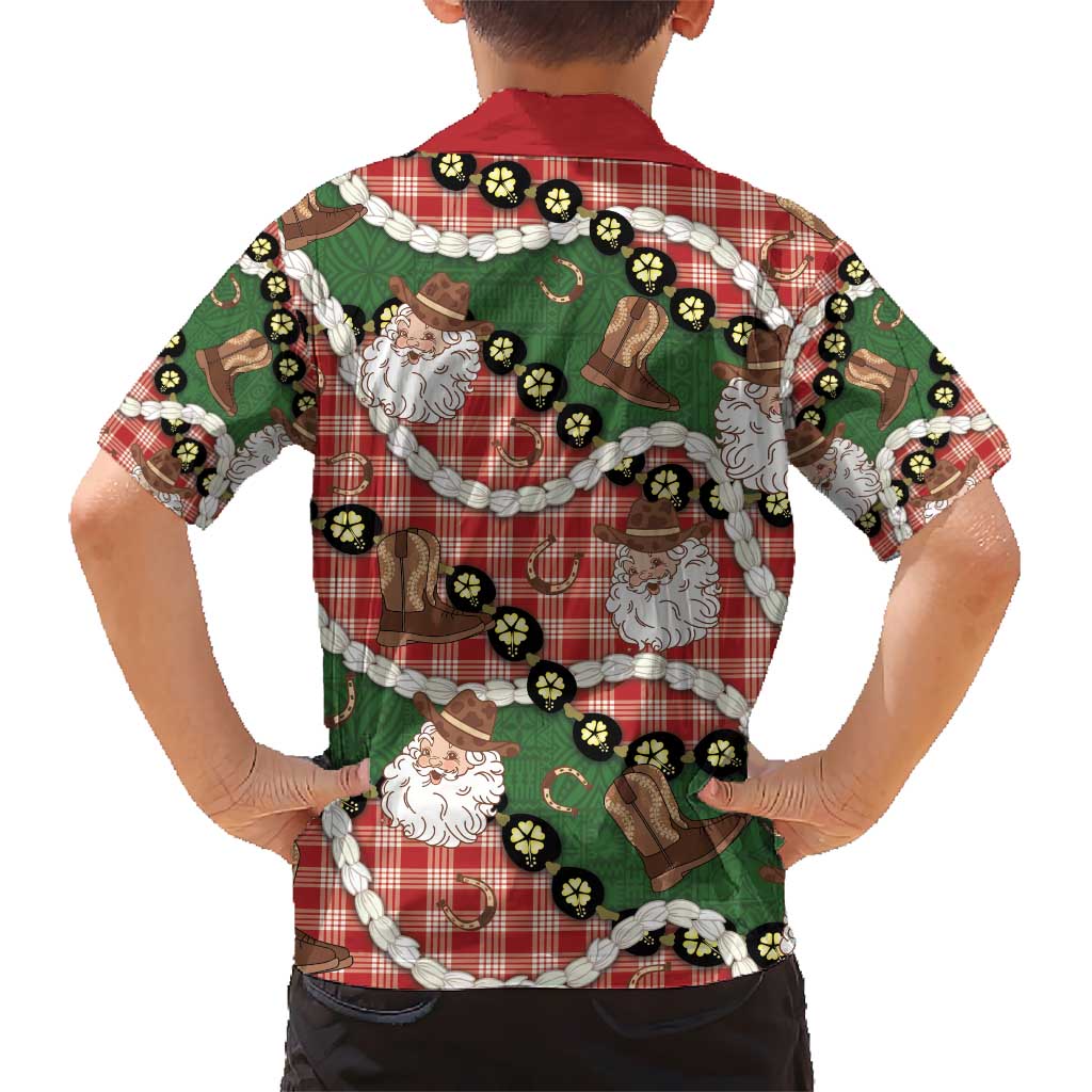 Cowboy Hawaii Mele Kalikimaka Hawaiian Shirt Paniolo Kukui Nut Pikake Lei Red Version - Polynesian Pride