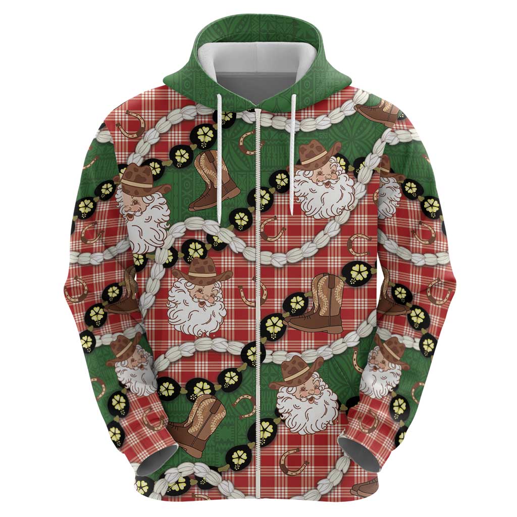 Cowboy Hawaii Mele Kalikimaka Hoodie Paniolo Kukui Nut Pikake Lei Red Version - Polynesian Pride