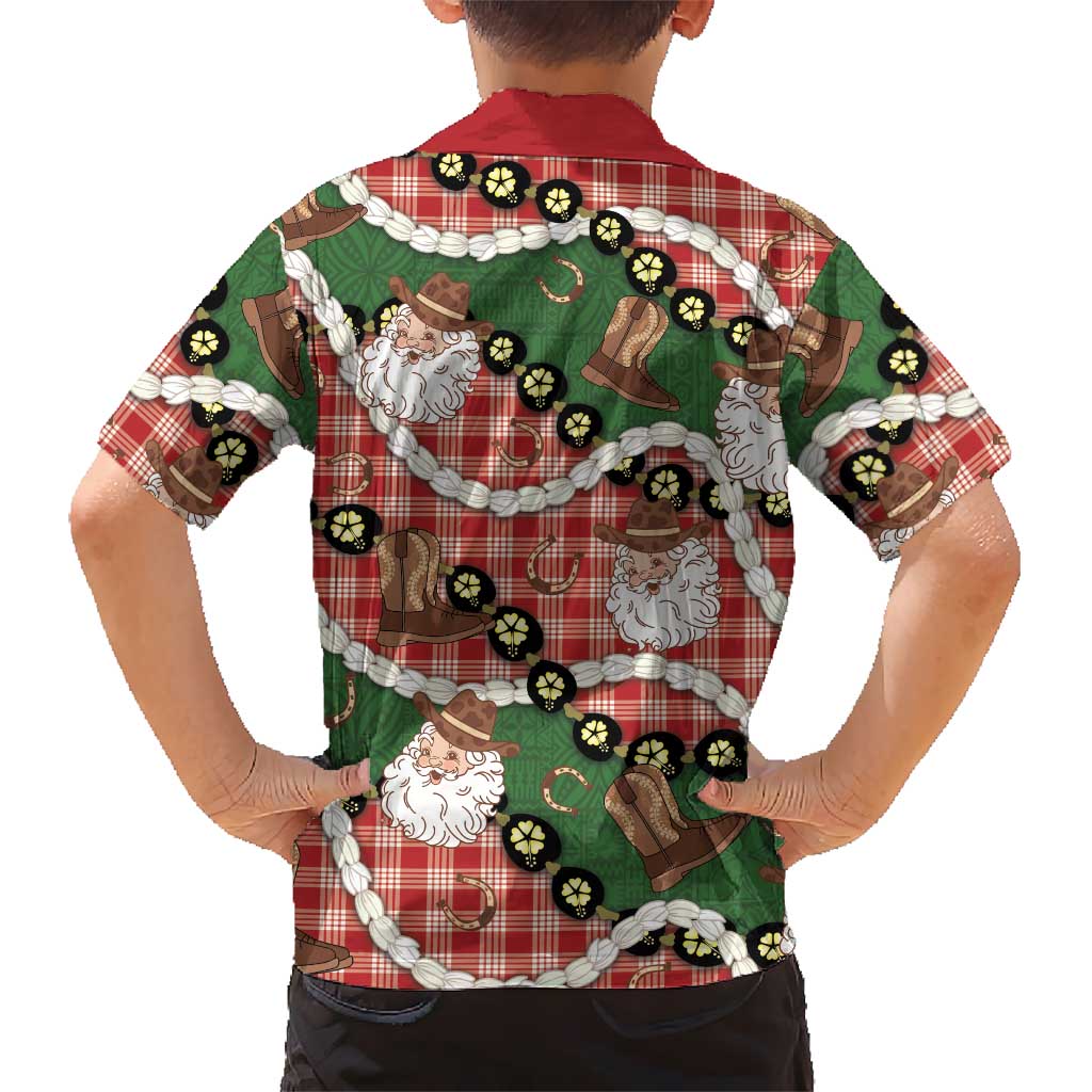 Cowboy Hawaii Mele Kalikimaka Kid Hawaiian Shirt Paniolo Kukui Nut Pikake Lei Red Version LT14 - Polynesian Pride