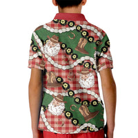 Cowboy Hawaii Mele Kalikimaka Kid Polo Shirt Paniolo Kukui Nut Pikake Lei Red Version LT14 - Polynesian Pride
