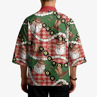 Cowboy Hawaii Mele Kalikimaka Kimono Paniolo Kukui Nut Pikake Lei Red Version - Polynesian Pride