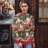 Cowboy Hawaii Mele Kalikimaka Ugly Christmas Sweater Paniolo Kukui Nut Pikake Lei Red Version - Polynesian Pride