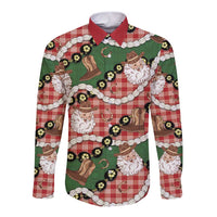 Cowboy Hawaii Mele Kalikimaka Long Sleeve Button Shirt Paniolo Kukui Nut Pikake Lei Red Version LT14 Unisex Red - Polynesian Pride