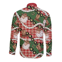 Cowboy Hawaii Mele Kalikimaka Long Sleeve Button Shirt Paniolo Kukui Nut Pikake Lei Red Version LT14 - Polynesian Pride