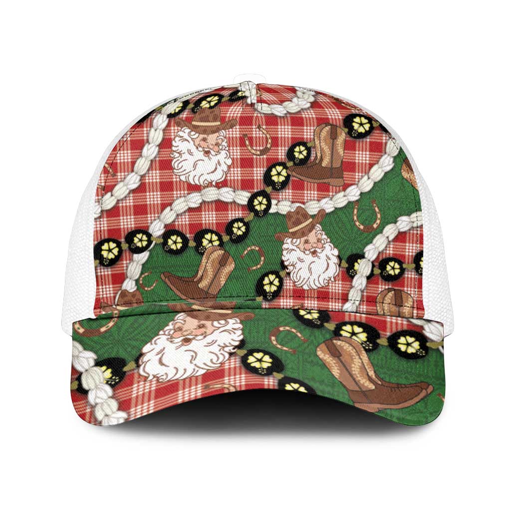 Cowboy Hawaii Mele Kalikimaka Mesh Trucker Cap Paniolo Kukui Nut Pikake Lei Red Version - Polynesian Pride