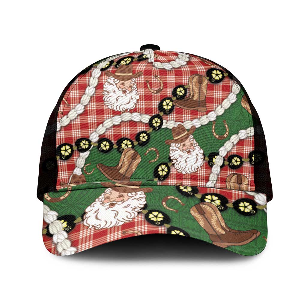 Cowboy Hawaii Mele Kalikimaka Mesh Trucker Cap Paniolo Kukui Nut Pikake Lei Red Version - Polynesian Pride