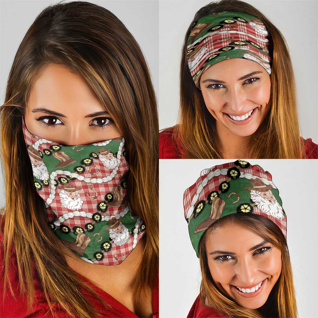 Cowboy Hawaii Mele Kalikimaka Neck Gaiter Paniolo Kukui Nut Pikake Lei Red Version - Polynesian Pride