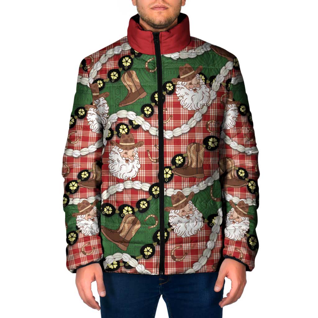 Cowboy Hawaii Mele Kalikimaka Padded Jacket Paniolo Kukui Nut Pikake Lei Red Version LT14 Men Red - Polynesian Pride