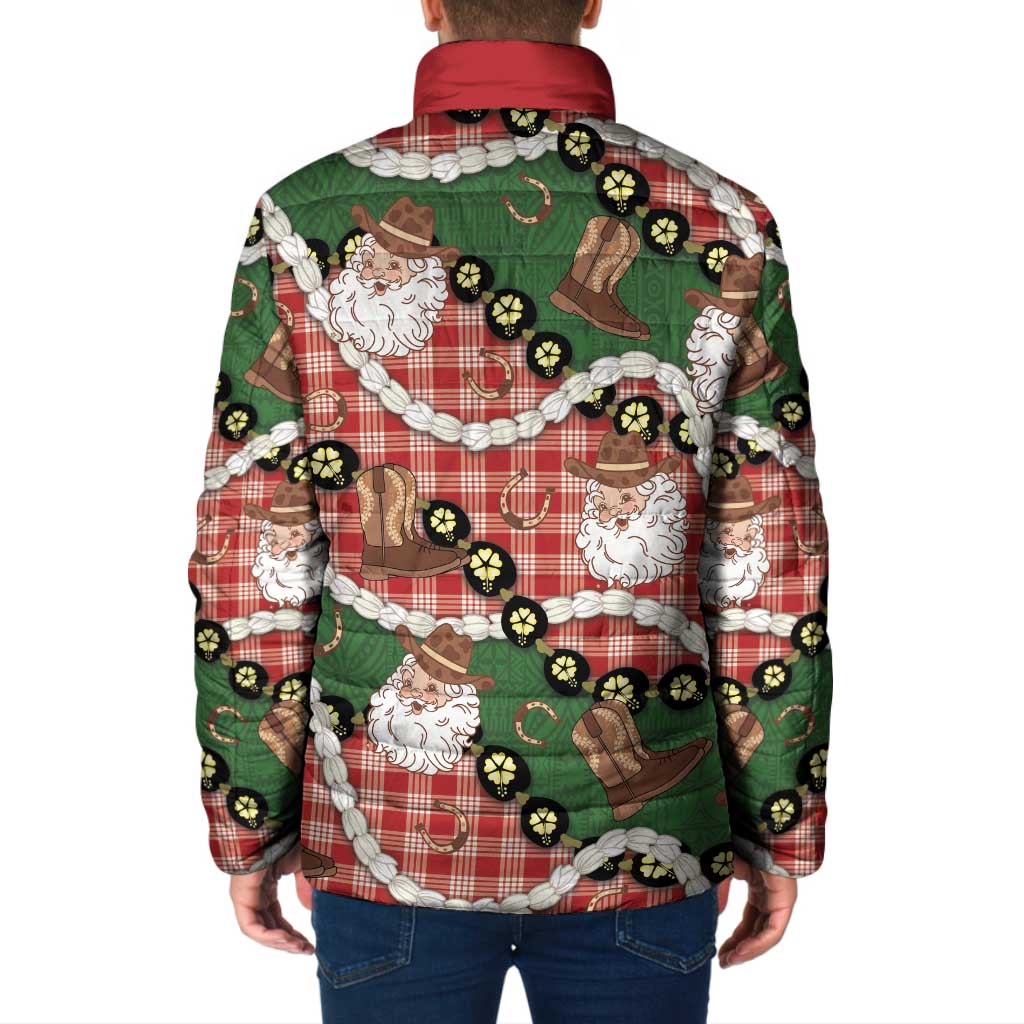 Cowboy Hawaii Mele Kalikimaka Padded Jacket Paniolo Kukui Nut Pikake Lei Red Version LT14 - Polynesian Pride