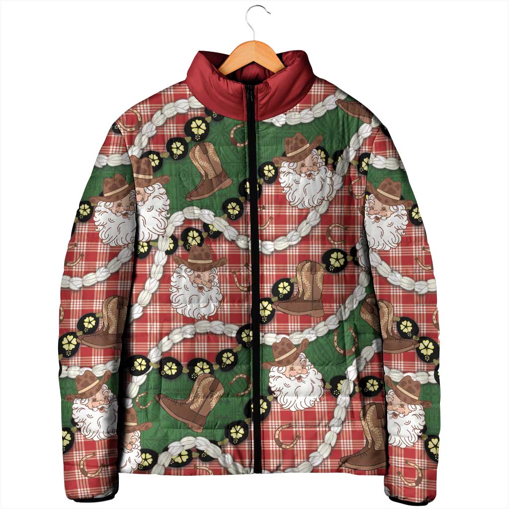 Cowboy Hawaii Mele Kalikimaka Padded Jacket Paniolo Kukui Nut Pikake Lei Red Version LT14 - Polynesian Pride