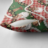 Cowboy Hawaii Mele Kalikimaka Pillow Cover Paniolo Kukui Nut Pikake Lei Red Version - Polynesian Pride