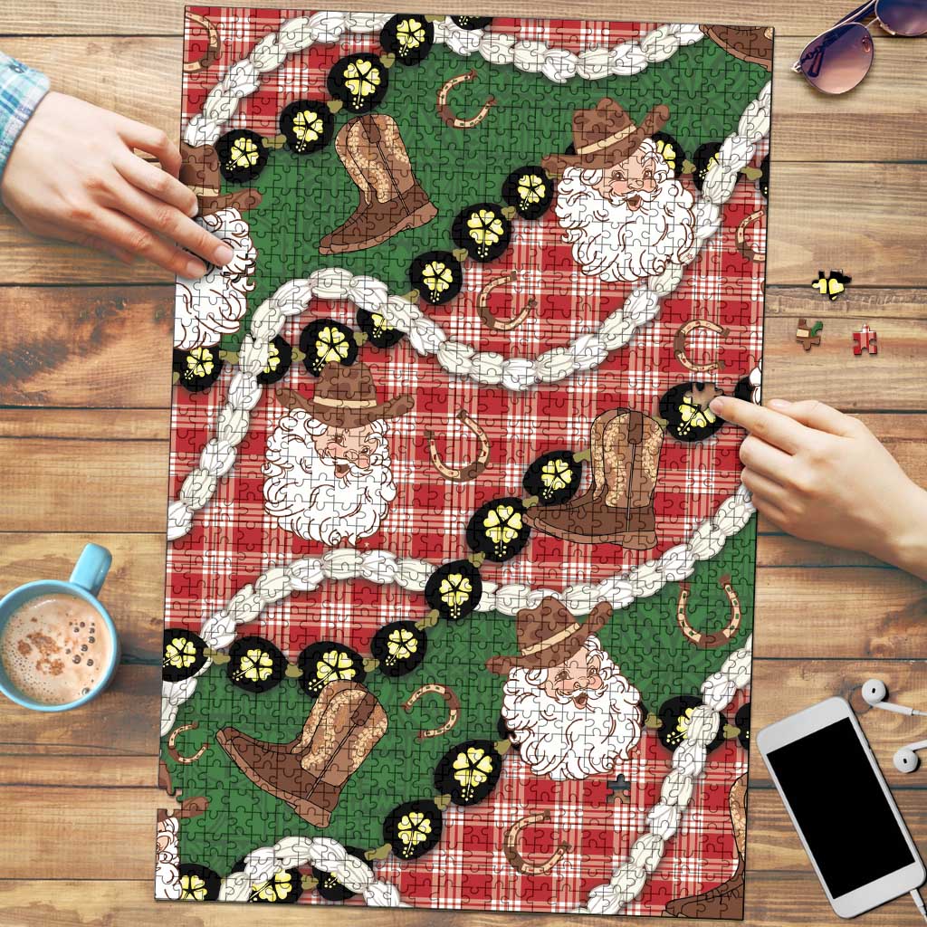 Cowboy Hawaii Mele Kalikimaka Puzzle Paniolo Kukui Nut Pikake Lei Red Version LT14 Red - Polynesian Pride