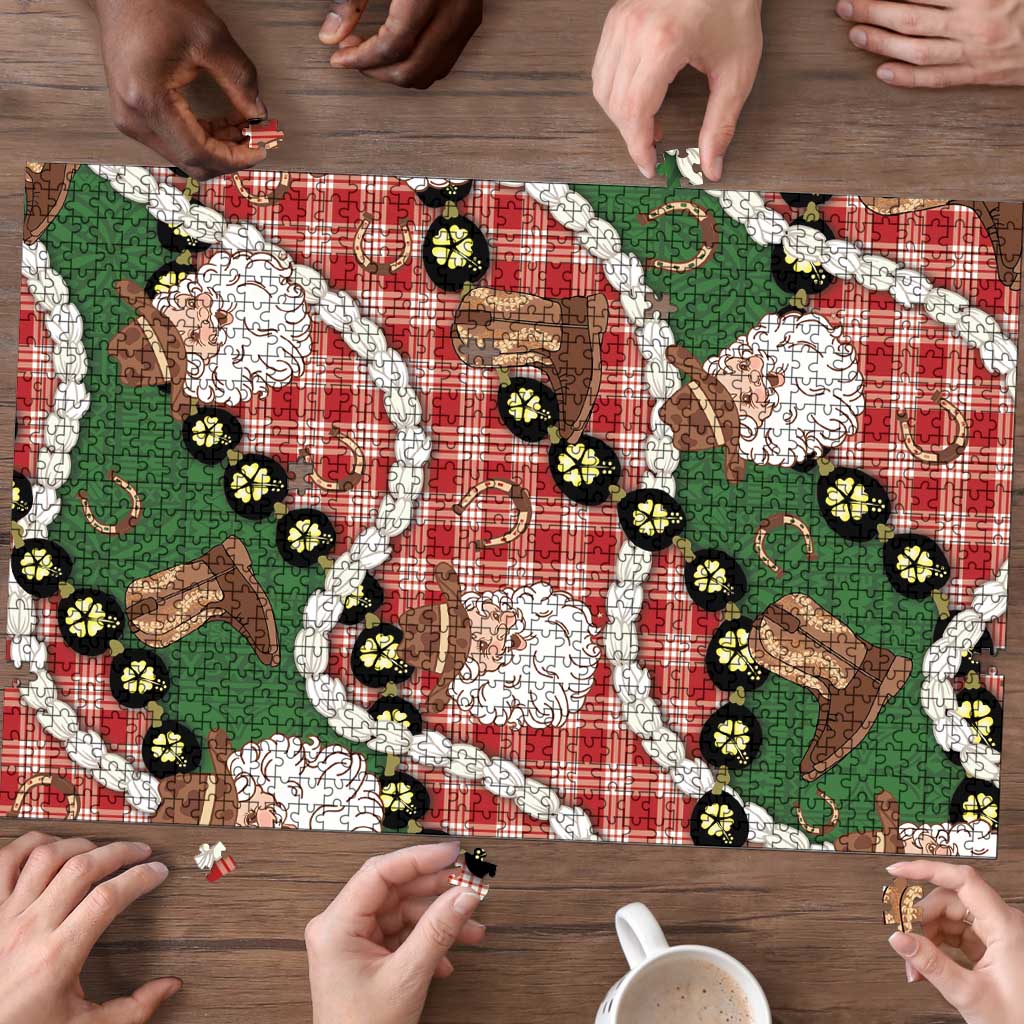 Cowboy Hawaii Mele Kalikimaka Puzzle Paniolo Kukui Nut Pikake Lei Red Version LT14 - Polynesian Pride