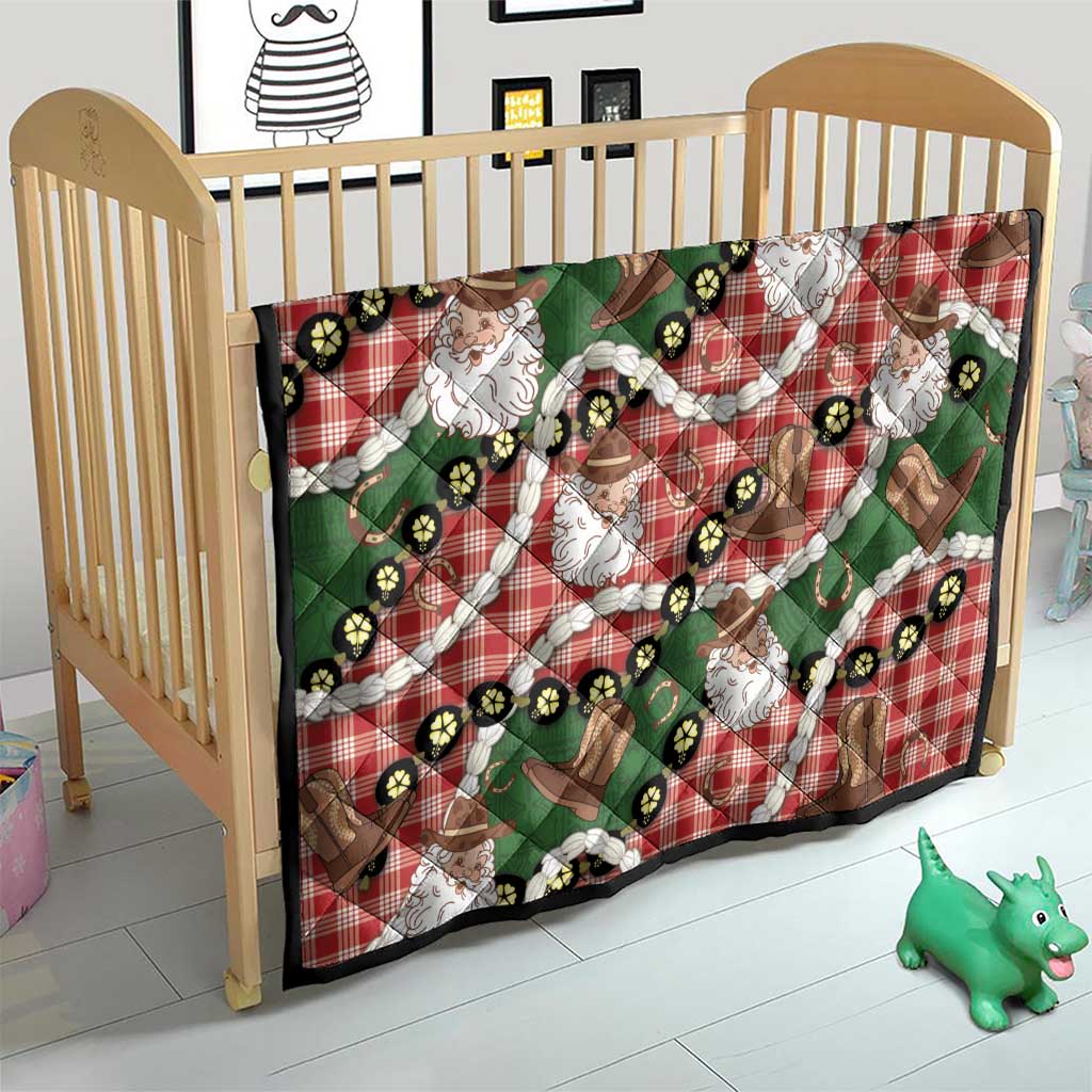 Cowboy Hawaii Mele Kalikimaka Quilt Paniolo Kukui Nut Pikake Lei Red Version - Polynesian Pride