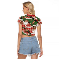 Cowboy Hawaii Mele Kalikimaka Raglan Cropped T Shirt Paniolo Kukui Nut Pikake Lei Red Version LT14 - Polynesian Pride