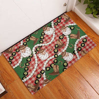 Cowboy Hawaii Mele Kalikimaka Rubber Doormat Paniolo Kukui Nut Pikake Lei Red Version LT14 - Polynesian Pride