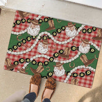 Cowboy Hawaii Mele Kalikimaka Rubber Doormat Paniolo Kukui Nut Pikake Lei Red Version LT14 - Polynesian Pride