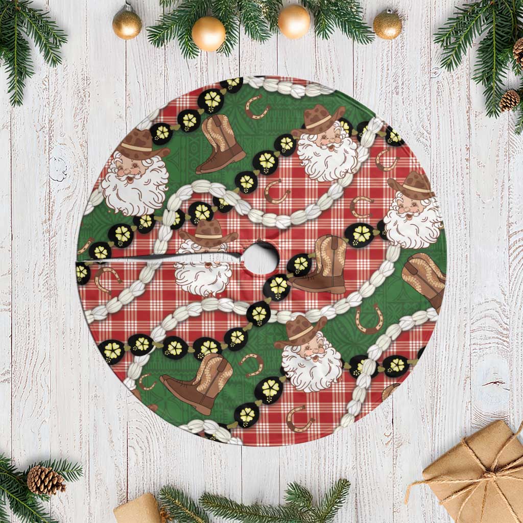 Cowboy Hawaii Mele Kalikimaka Tree Skirt Paniolo Kukui Nut Pikake Lei Red Version LT14 Casual Red - Polynesian Pride