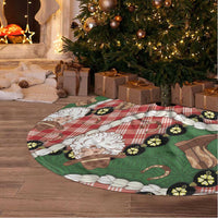 Cowboy Hawaii Mele Kalikimaka Tree Skirt Paniolo Kukui Nut Pikake Lei Red Version LT14 - Polynesian Pride