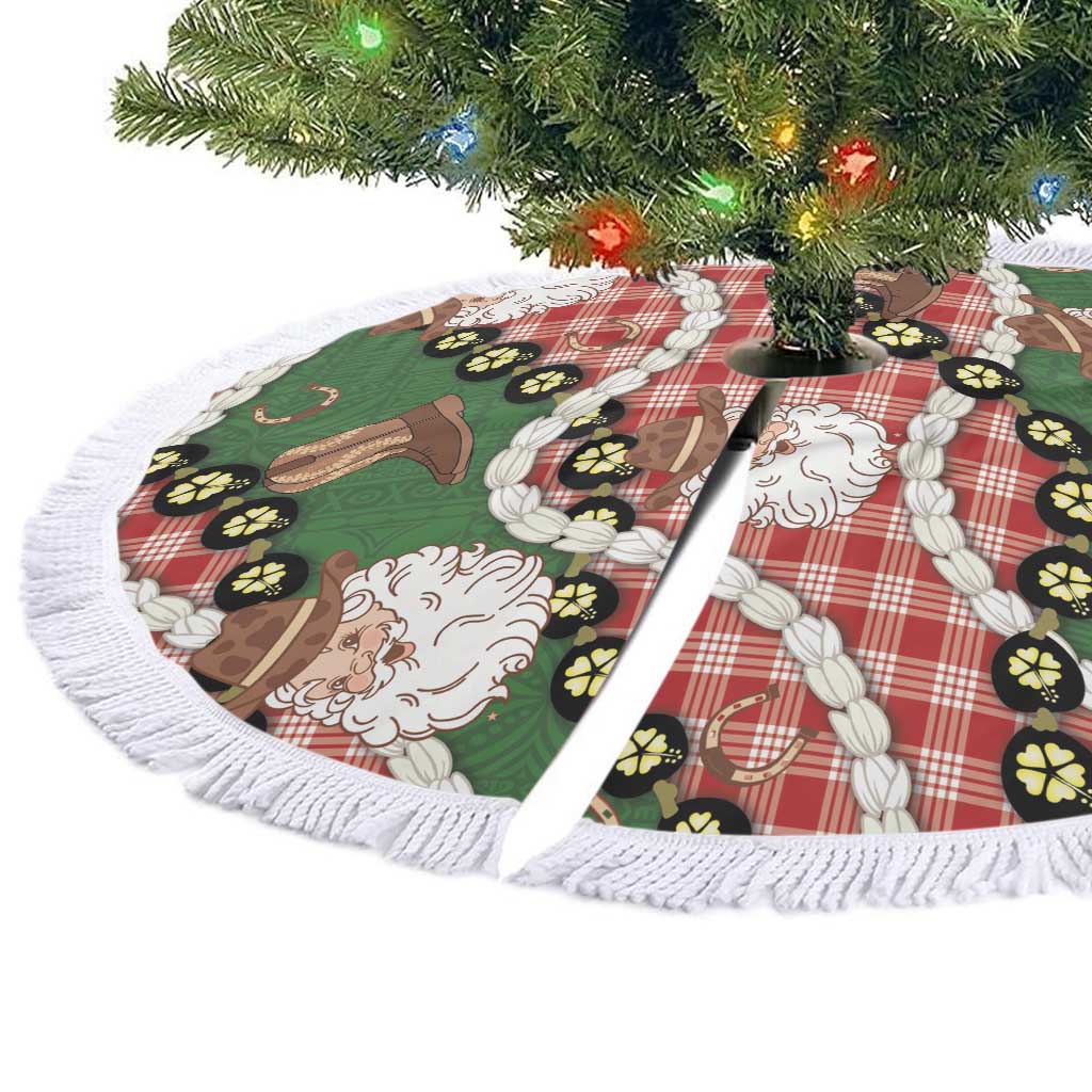 Cowboy Hawaii Mele Kalikimaka Tree Skirt Paniolo Kukui Nut Pikake Lei Red Version LT14 - Polynesian Pride