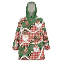 Cowboy Hawaii Mele Kalikimaka Wearable Blanket Hoodie Paniolo Kukui Nut Pikake Lei Red Version LT14 One Size Red - Polynesian Pride