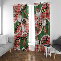 Cowboy Hawaii Mele Kalikimaka Window Curtain Paniolo Kukui Nut Pikake Lei Red Version - Polynesian Pride