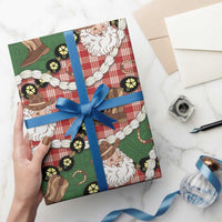 Cowboy Hawaii Mele Kalikimaka Wrapping Paper Paniolo Kukui Nut Pikake Lei Red Version LT14 - Polynesian Pride