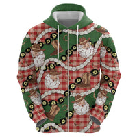 Cowboy Hawaii Mele Kalikimaka Zip Hoodie Paniolo Kukui Nut Pikake Lei Red Version - Polynesian Pride