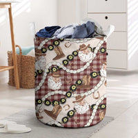 Cowboy Hawaii Mele Kalikimaka Laundry Basket Paniolo Kukui Nut Pikake Lei Burgundy Version LT14 Burgundy - Polynesian Pride