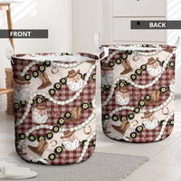 Cowboy Hawaii Mele Kalikimaka Laundry Basket Paniolo Kukui Nut Pikake Lei Burgundy Version LT14 - Polynesian Pride