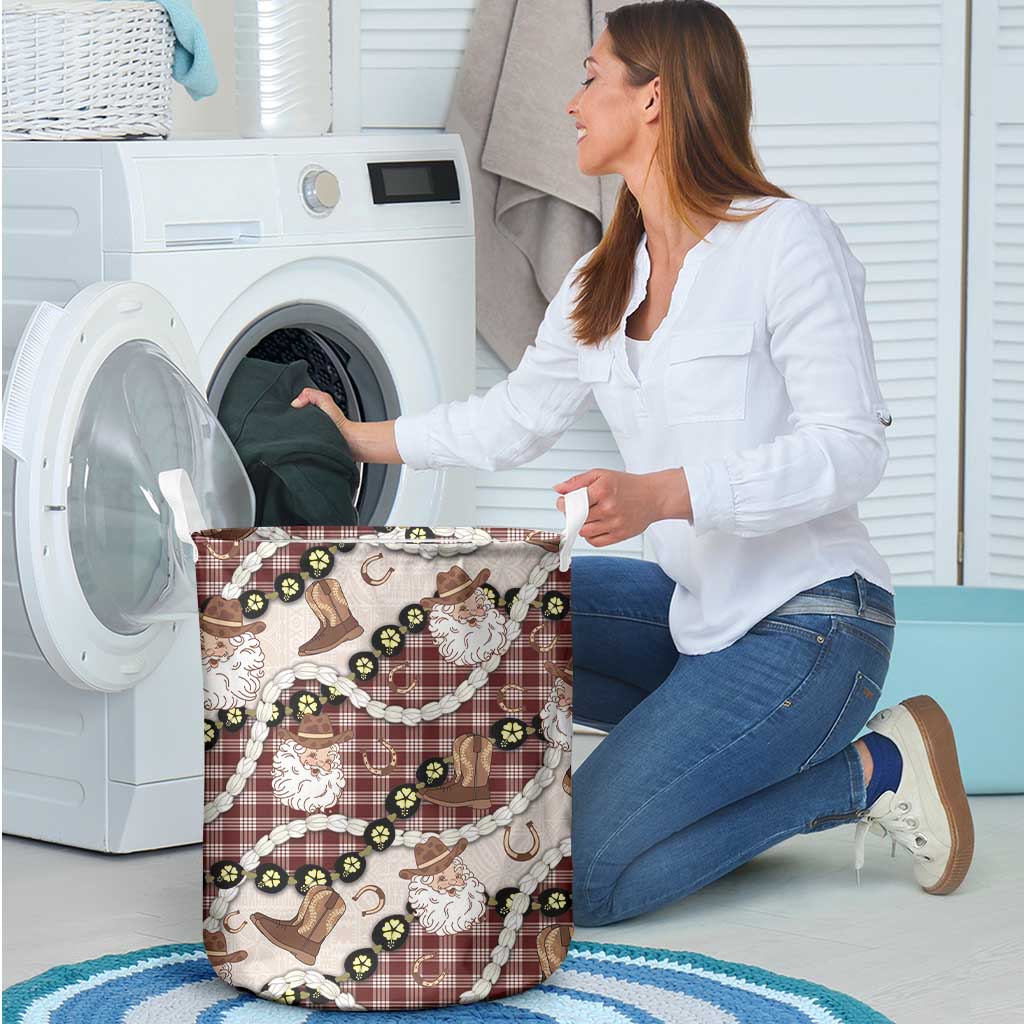 Cowboy Hawaii Mele Kalikimaka Laundry Basket Paniolo Kukui Nut Pikake Lei Burgundy Version LT14 - Polynesian Pride