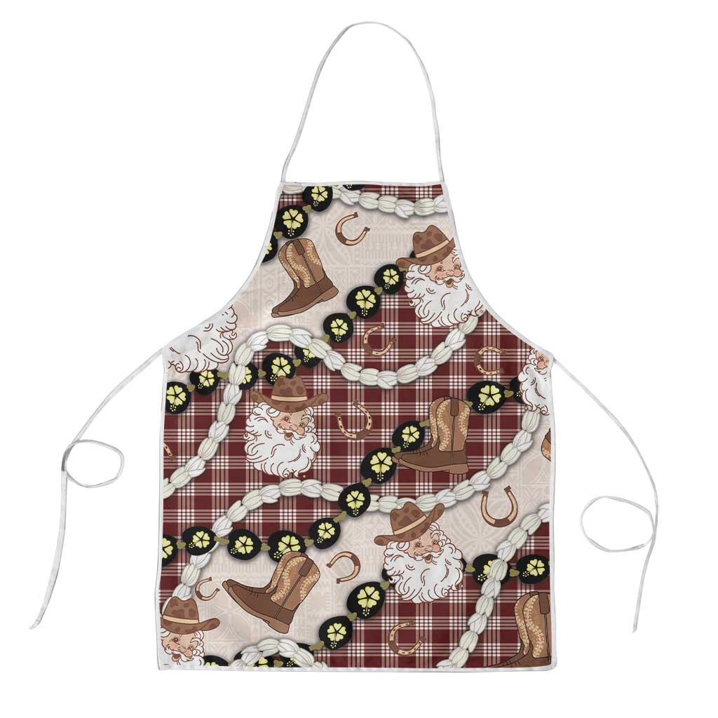 Cowboy Hawaii Mele Kalikimaka Apron Paniolo Kukui Nut Pikake Lei Burgundy Version LT14 Burgundy - Polynesian Pride