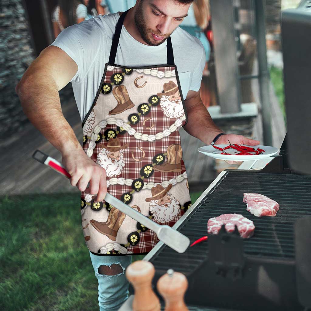 Cowboy Hawaii Mele Kalikimaka Apron Paniolo Kukui Nut Pikake Lei Burgundy Version LT14 - Polynesian Pride