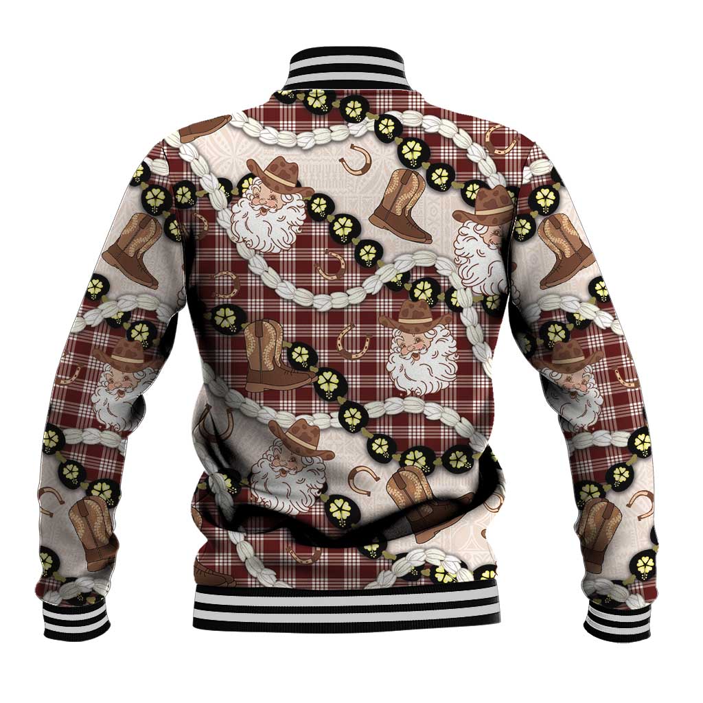 Cowboy Hawaii Mele Kalikimaka Baseball Jacket Paniolo Kukui Nut Pikake Lei Burgundy Version LT14 - Polynesian Pride