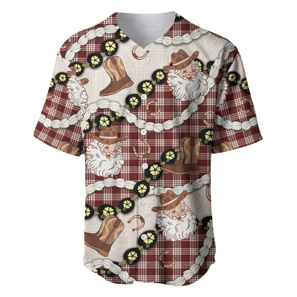 Cowboy Hawaii Mele Kalikimaka Baseball Jersey Paniolo Kukui Nut Pikake Lei Burgundy Version LT14 Burgundy - Polynesian Pride