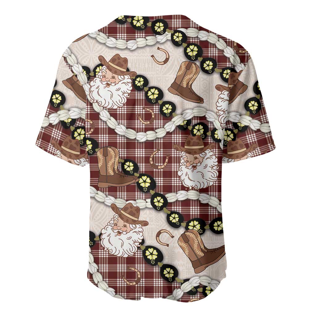 Cowboy Hawaii Mele Kalikimaka Baseball Jersey Paniolo Kukui Nut Pikake Lei Burgundy Version LT14 - Polynesian Pride