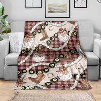 Cowboy Hawaii Mele Kalikimaka Blanket Paniolo Kukui Nut Pikake Lei Burgundy Version - Polynesian Pride