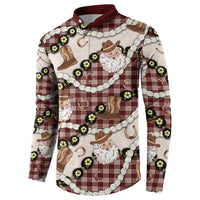 Cowboy Hawaii Mele Kalikimaka Button Sweatshirt Paniolo Kukui Nut Pikake Lei Burgundy Version LT14 - Polynesian Pride
