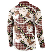 Cowboy Hawaii Mele Kalikimaka Button Sweatshirt Paniolo Kukui Nut Pikake Lei Burgundy Version LT14 - Polynesian Pride
