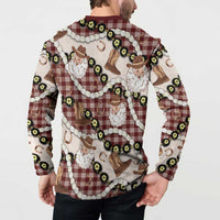 Cowboy Hawaii Mele Kalikimaka Button Sweatshirt Paniolo Kukui Nut Pikake Lei Burgundy Version LT14 - Polynesian Pride